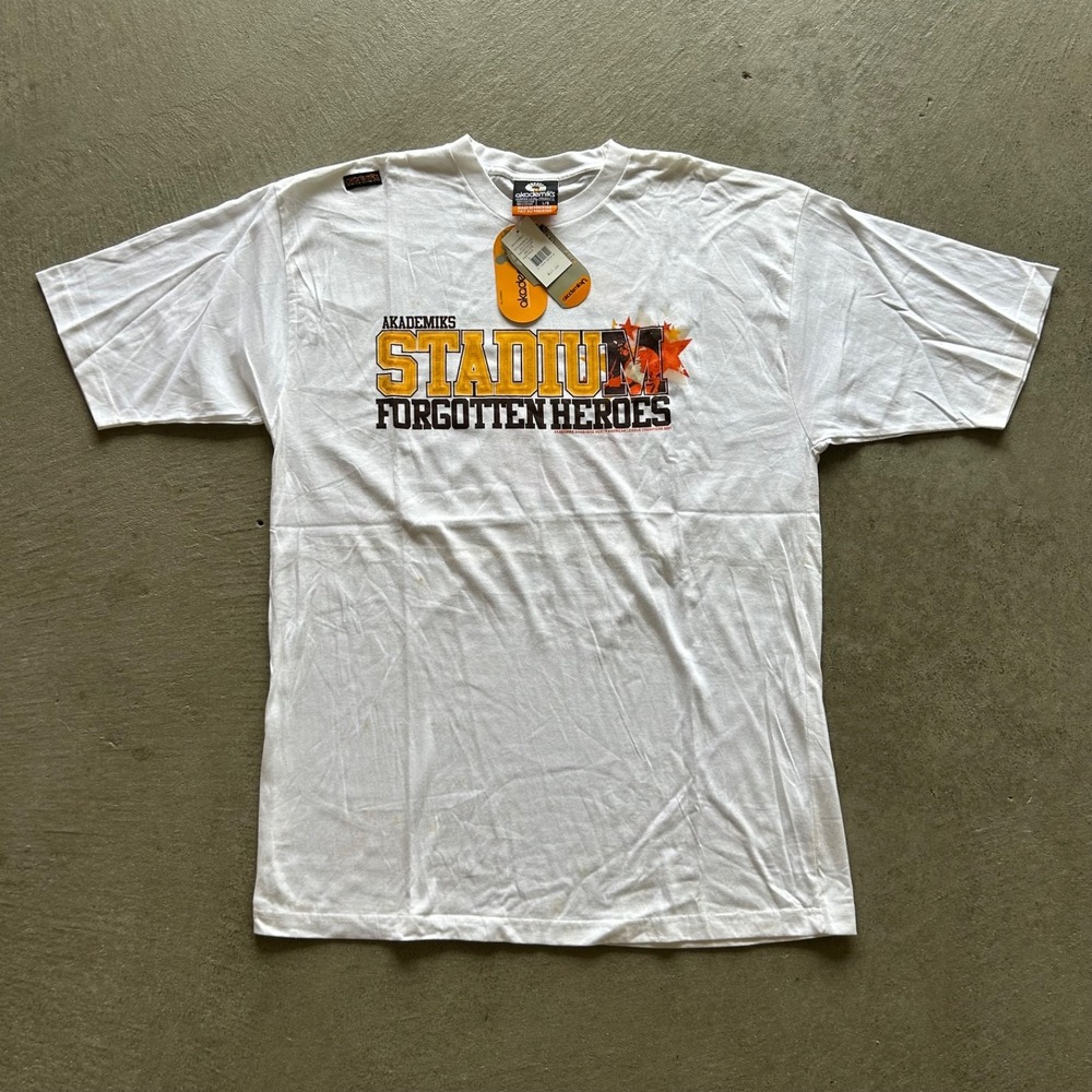 NWT Vintage Akademiks Stadium Shirt Size Large White Y2K Forgotten Heroes